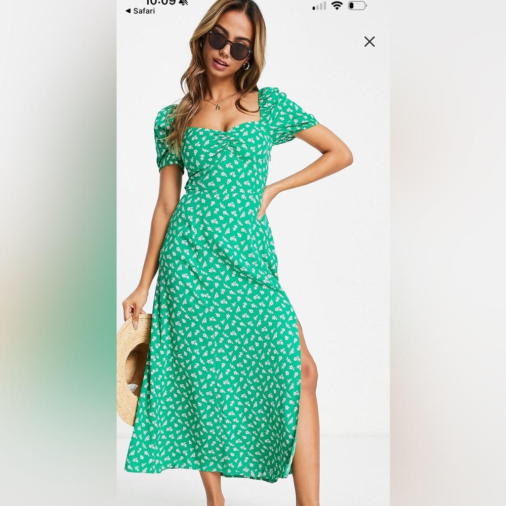 & Other Stories Green Floral Midi Dress